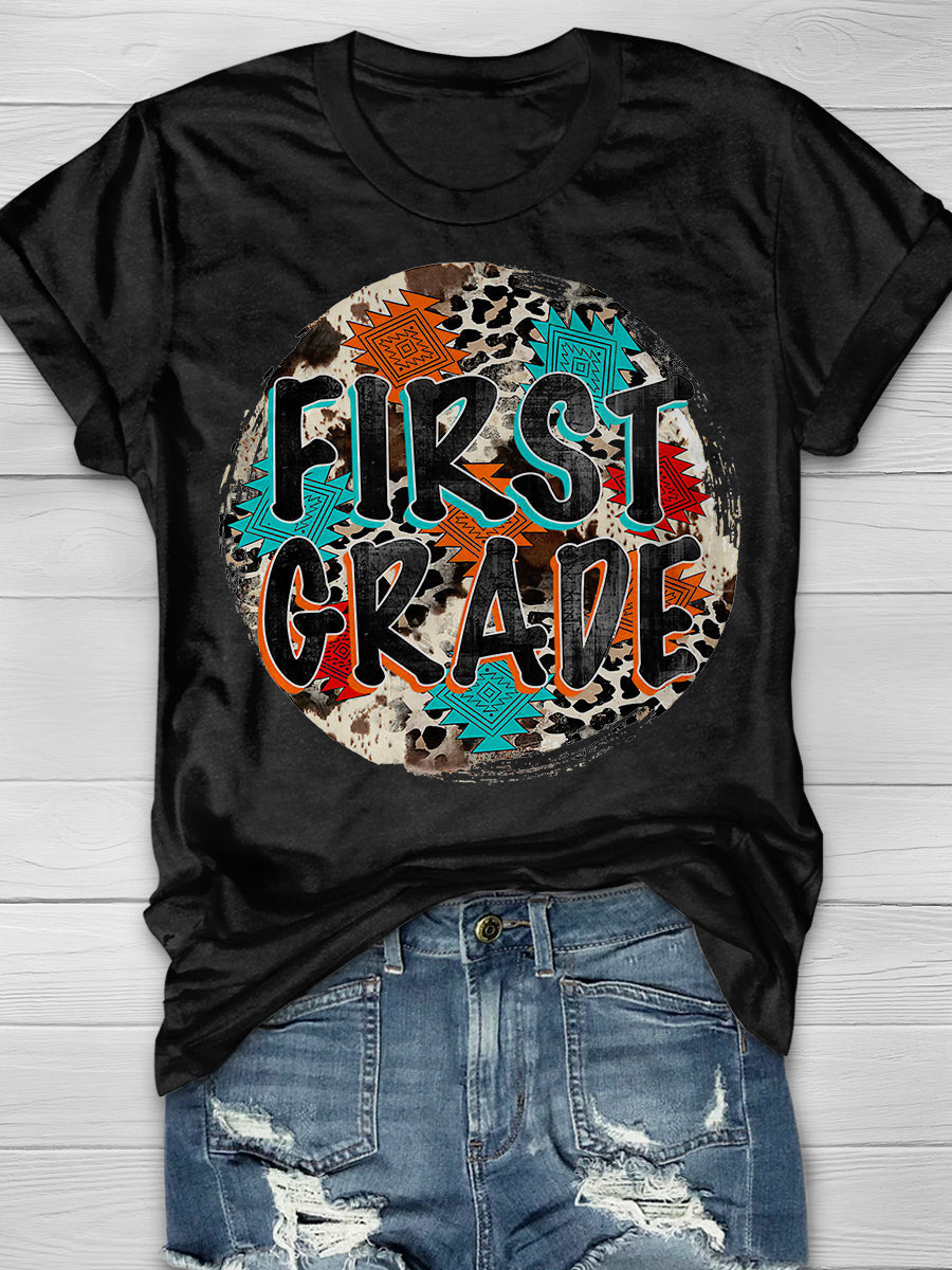 First Grade Print Graphic T-shirts