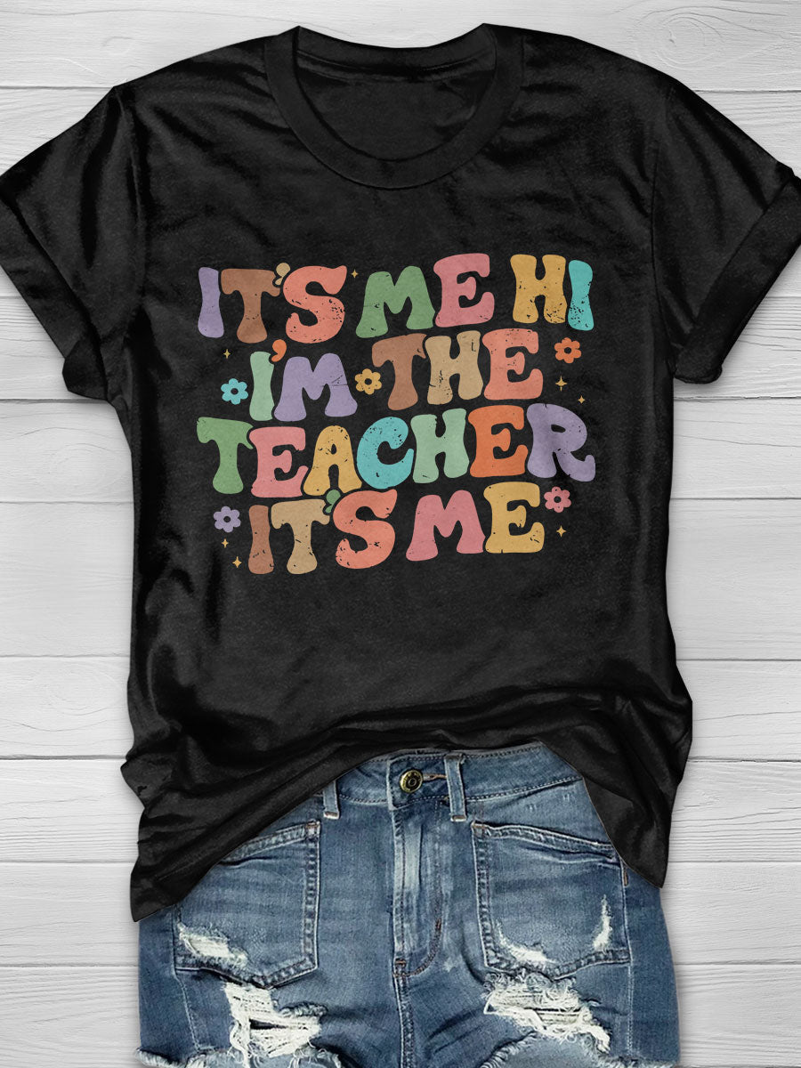 Happy Back To School Teacher Print Short Sleeve T-shirt