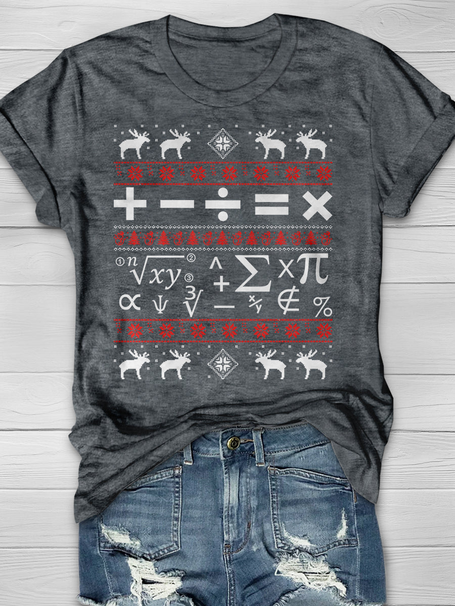 Math Christmas Print Graphic T-shirts