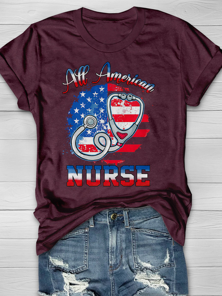 American Nurse Print Short Sleeve T-shirt