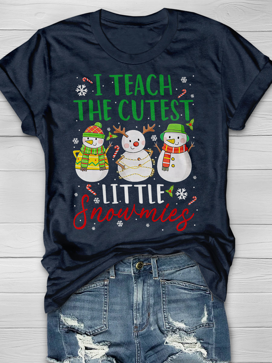I Teach The Cutest Little Snowmies Print Graphic T-shirts
