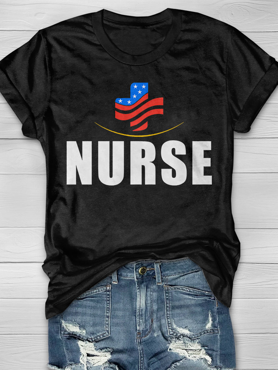 American Nurse Essential Worker Print Short Sleeve T-shirt