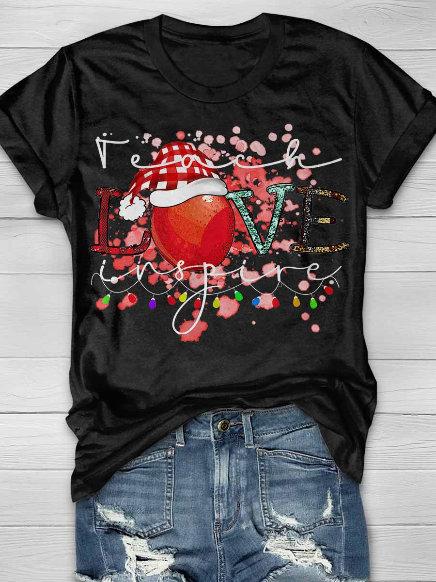 Teach Love Inspire Teacher Life Print Graphic T-shirts