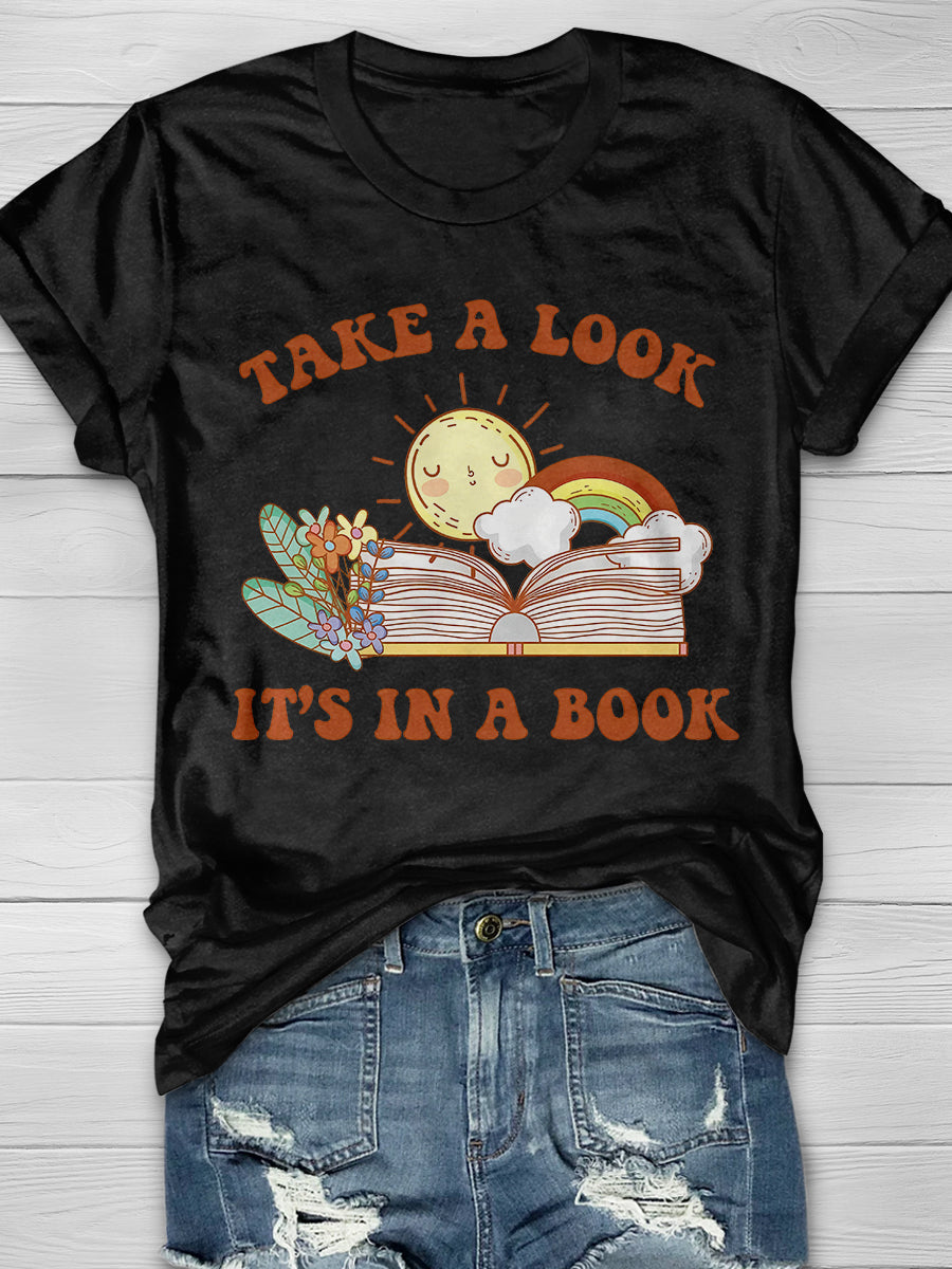 Take A Look Lt Is A Book Funny Teacher Print Graphic T-shirts