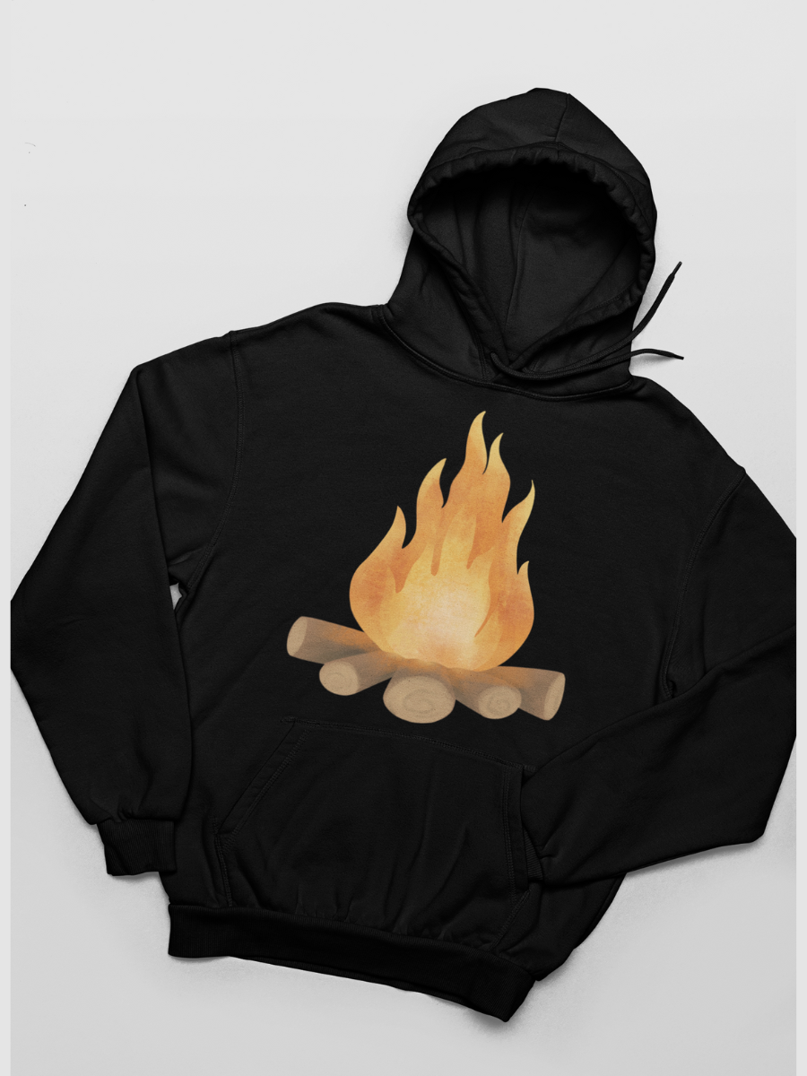 Camping Fire Graphic Pure Cotton Hoodie