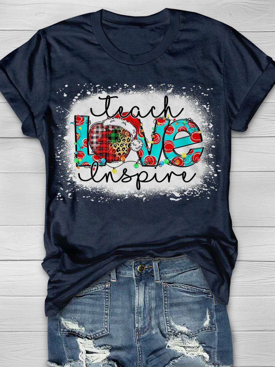Teach Love Inspire Teacher Life Print Graphic T-shirts