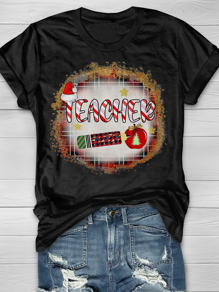 Teacher Christmas Print Graphic T-shirts