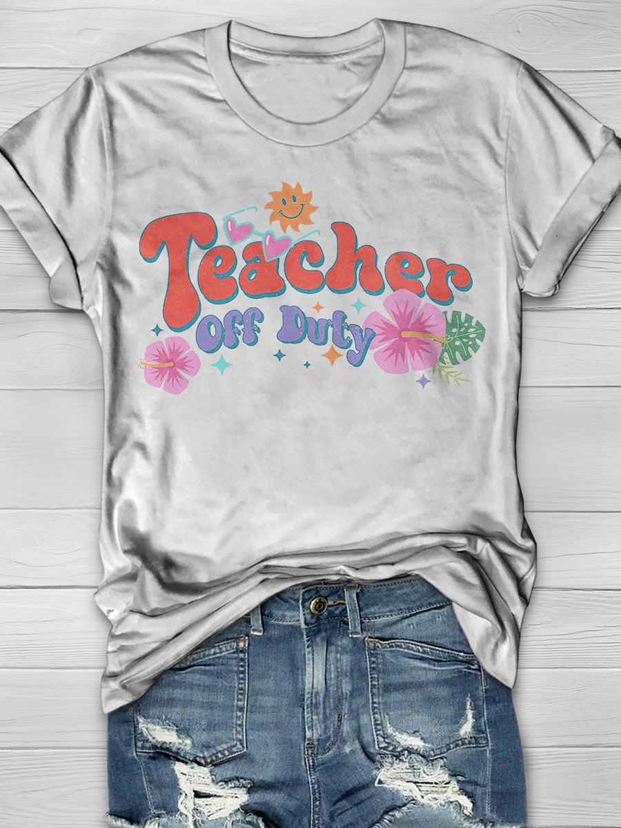 Retro Teacher Off Duty Print Graphic T-shirts