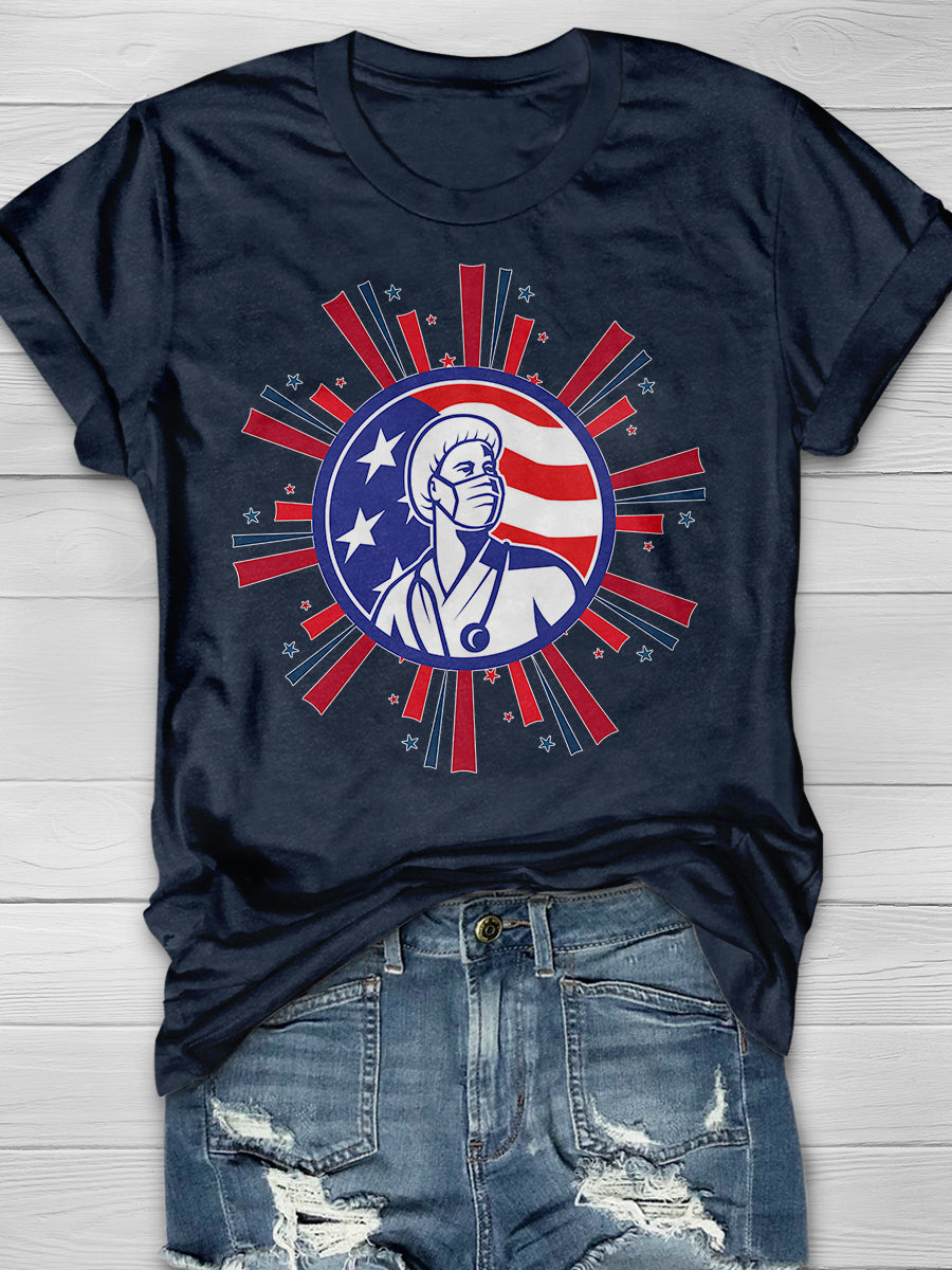 American Nurse Print Short Sleeve T-shirt