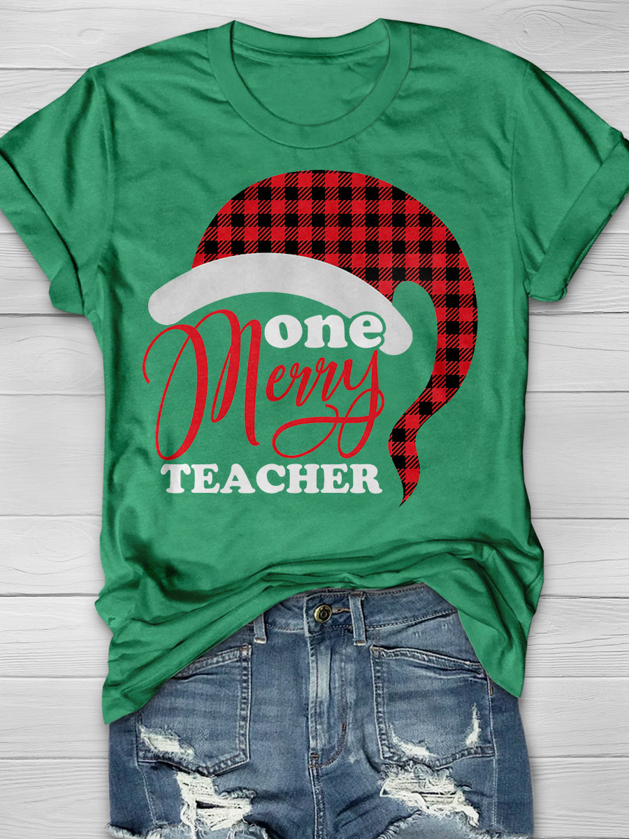 One Merry Teacher Print Graphic T-shirts