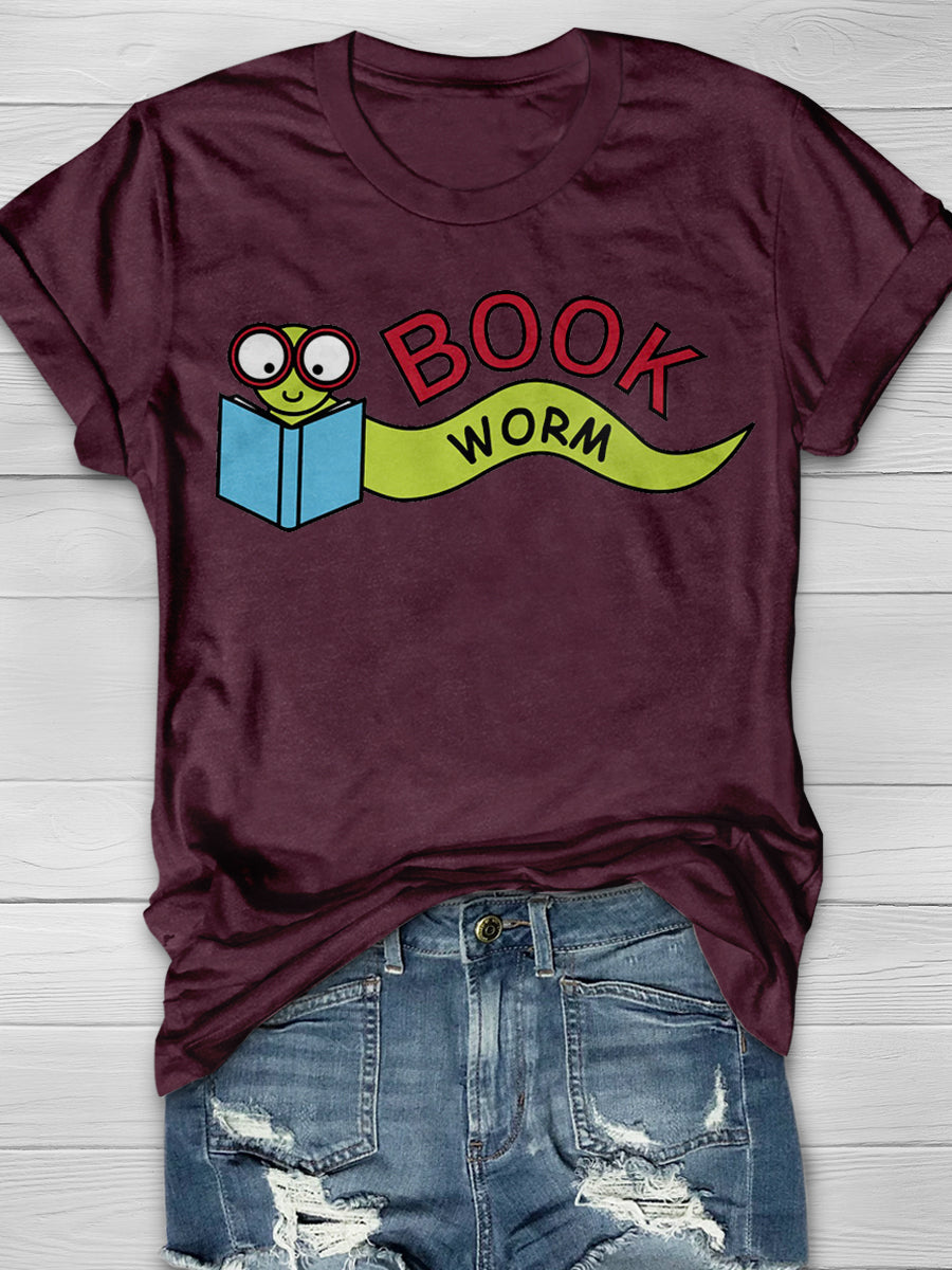 Worm Book Print Graphic T-shirts