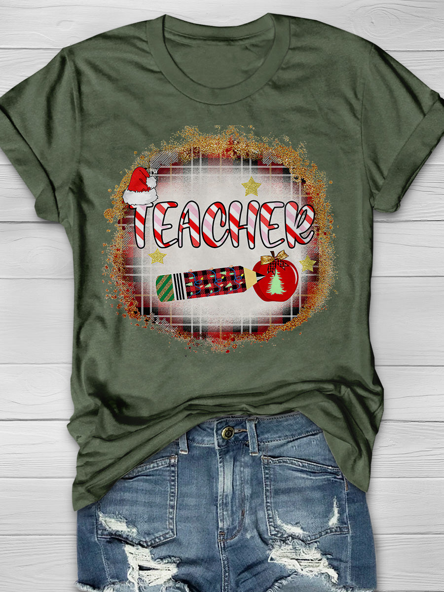 Teacher Christmas Print Graphic T-shirts