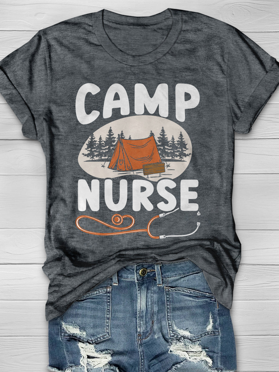 Camp Nurse Print Short Sleeve T-shirt