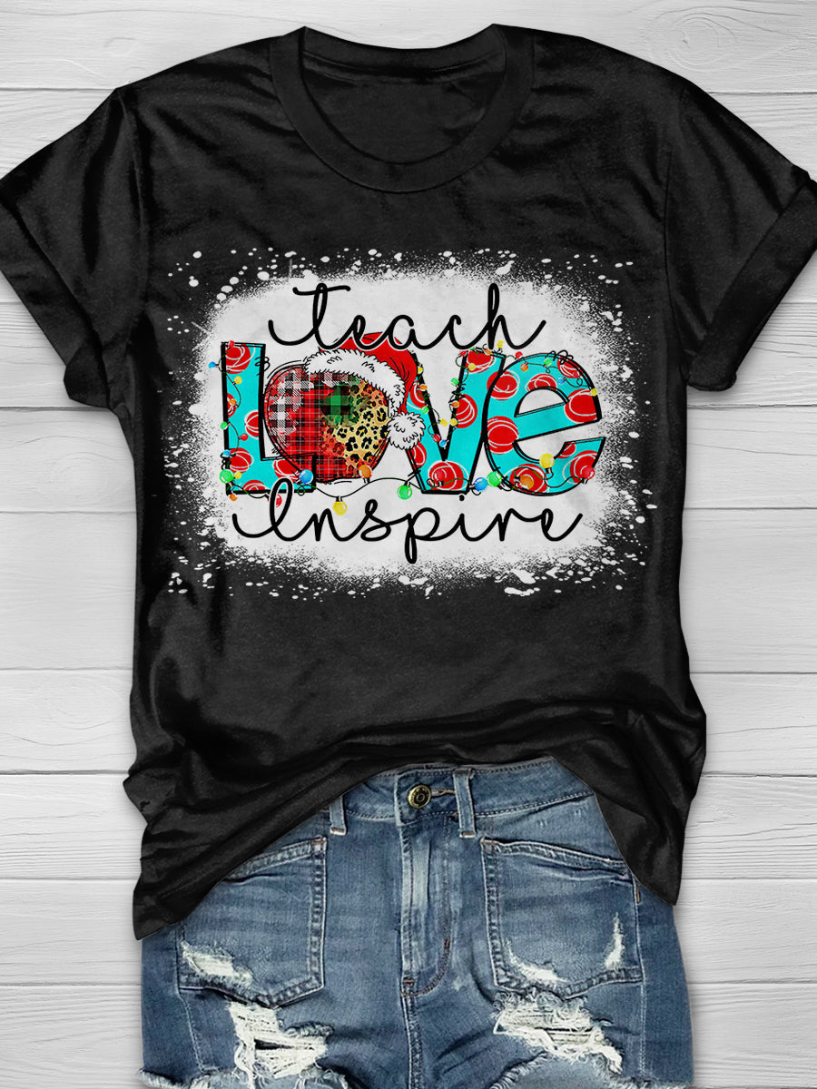 Teach Love Inspire Teacher Life Print Graphic T-shirts