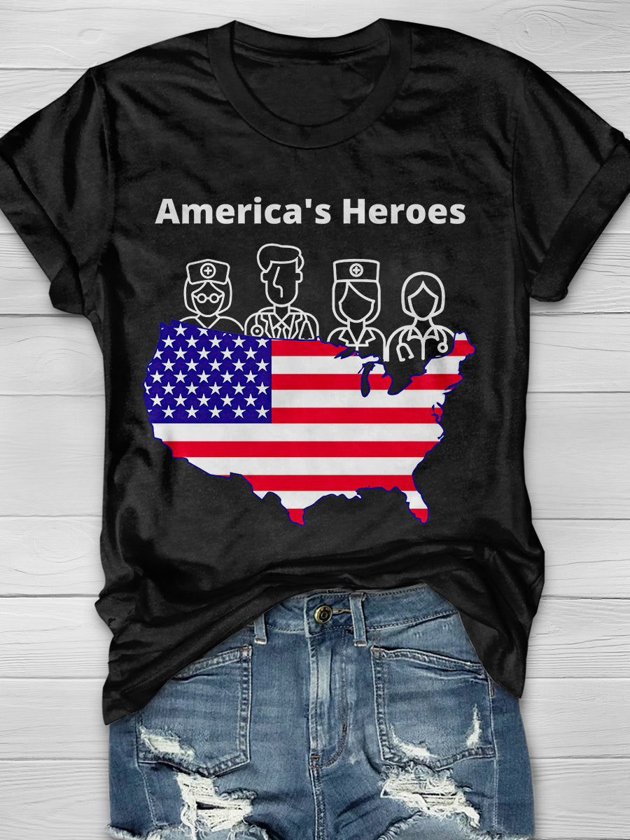 America's Heroes Print Short Sleeve T-shirt
