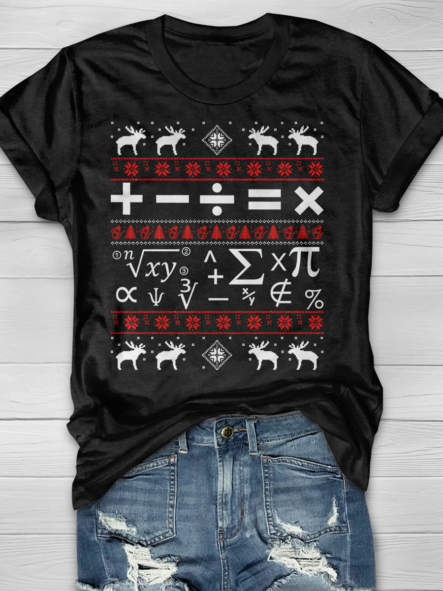 Math Christmas Print Graphic T-shirts