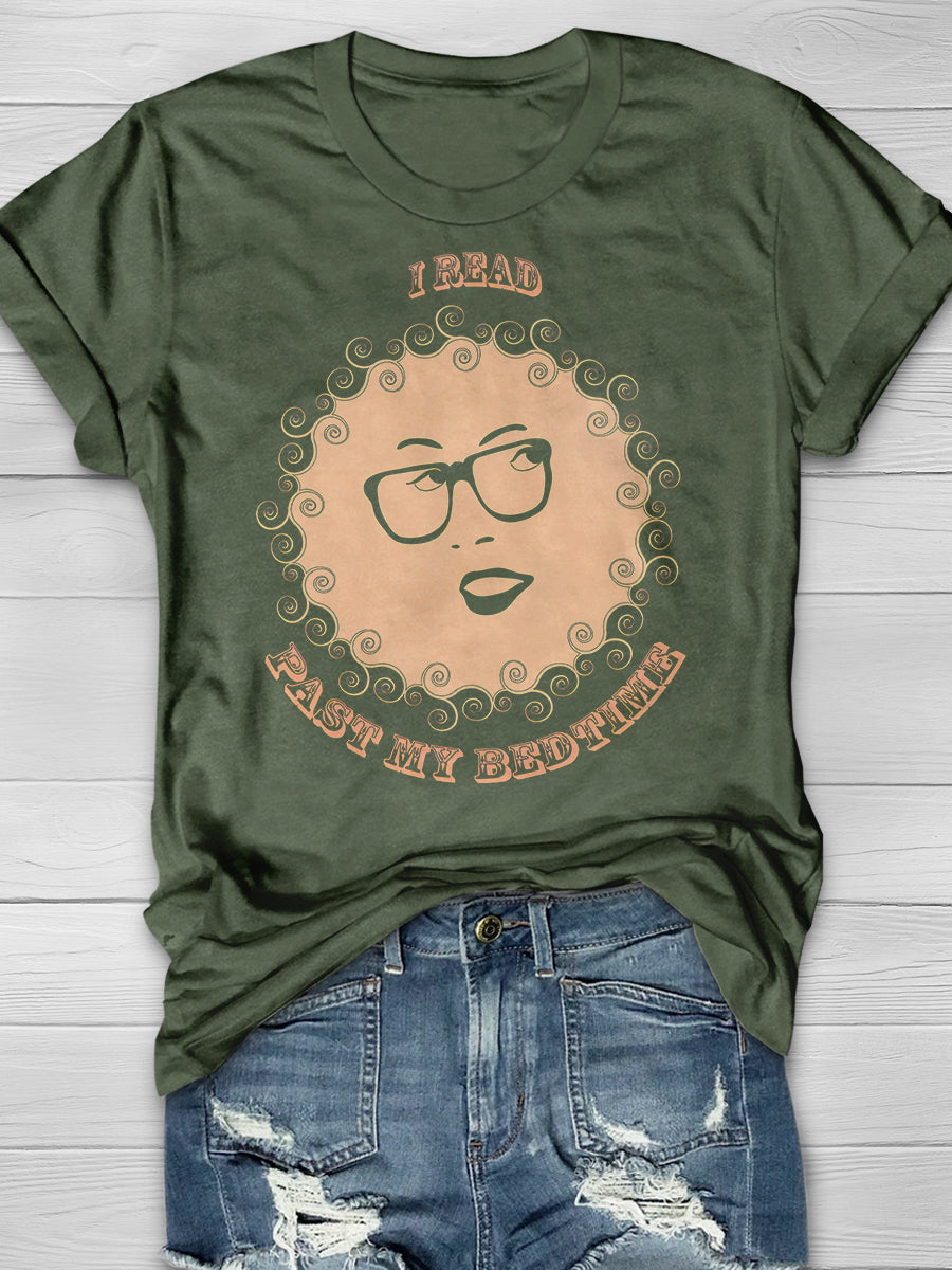 I Read Past My Bedtime Print Graphic T-shirts