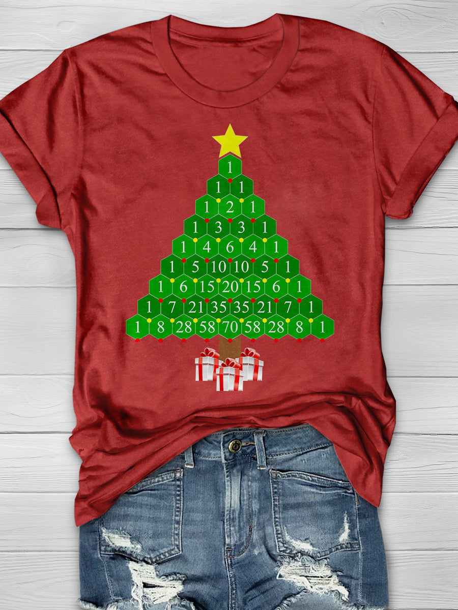 Pascal's Triangle Math Christmas Tree Print Graphic T-shirts