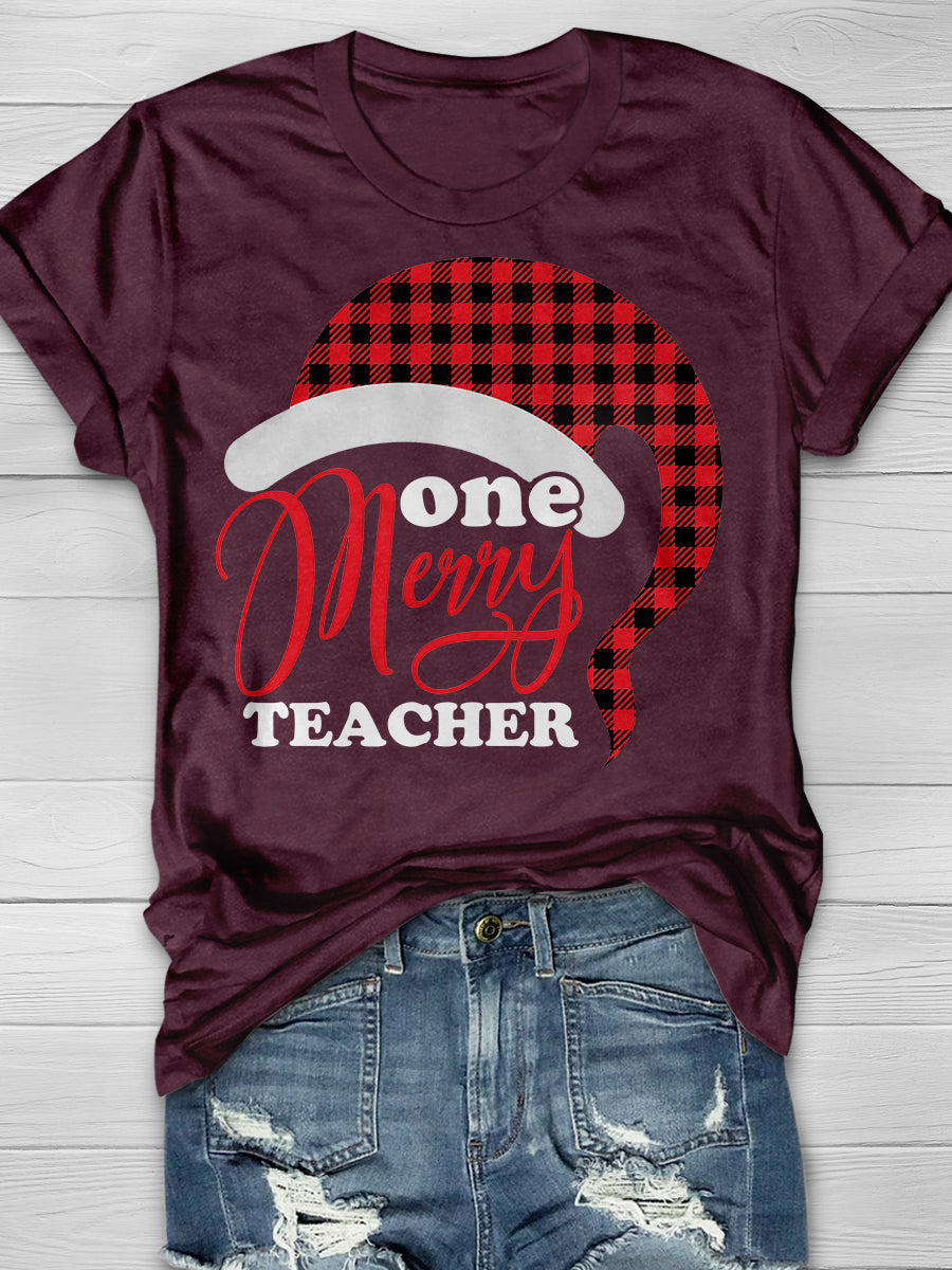 One Merry Teacher Print Graphic T-shirts