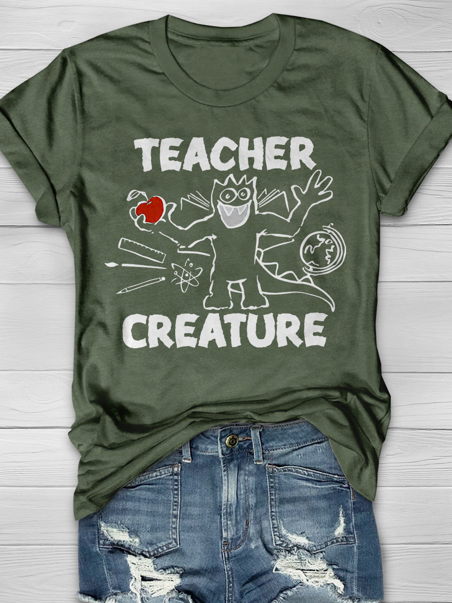 Teacher Creature Print Graphic T-shirts