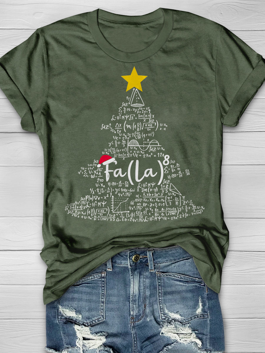 Fa La 8 Math Teacher Christmas Tree Print Graphic T-shirts
