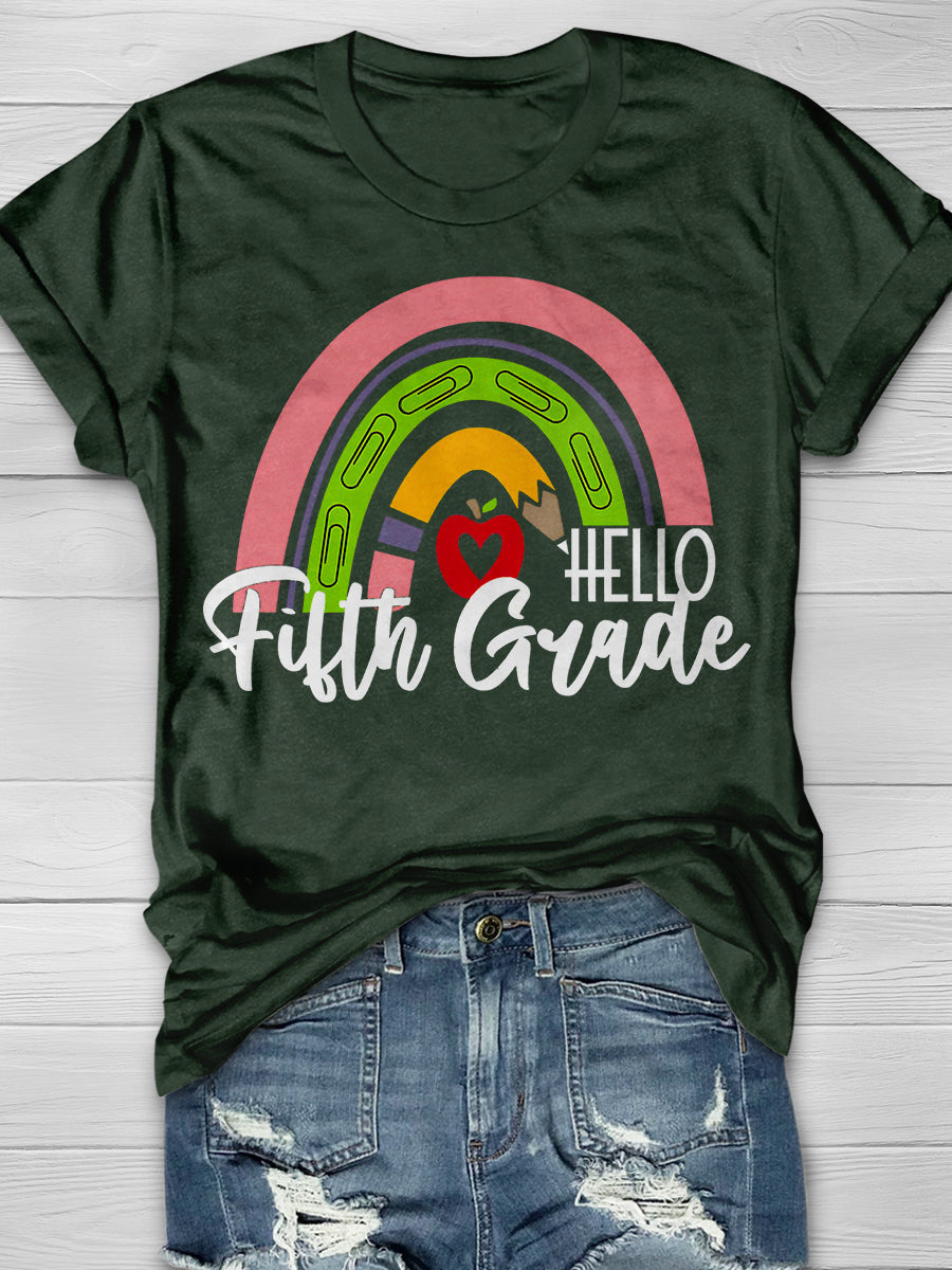 Hello Fifth Grade Print Graphic T-shirts