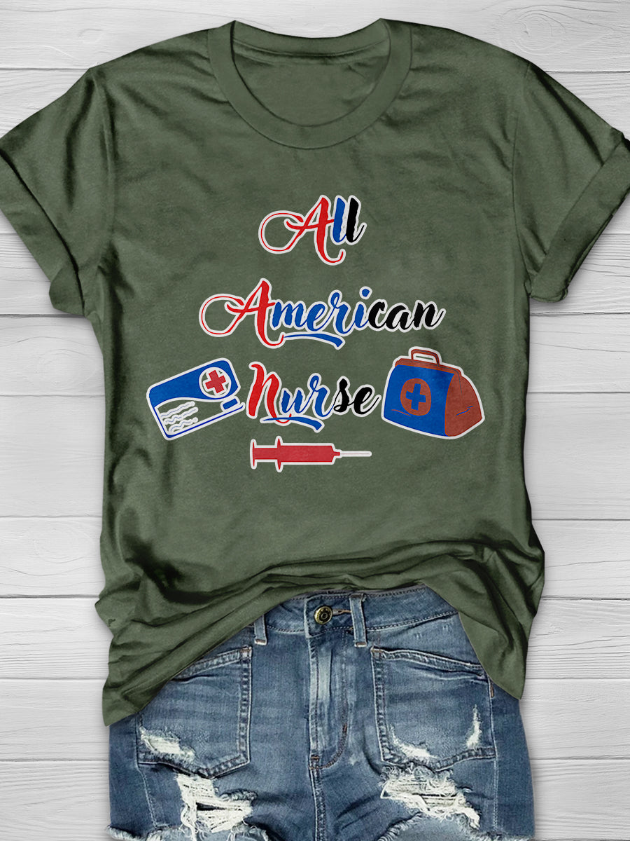All American Nurse Print Short Sleeve T-shirt