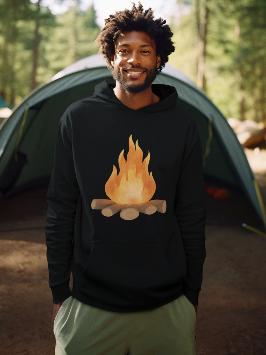 Camping Fire Graphic Pure Cotton Hoodie