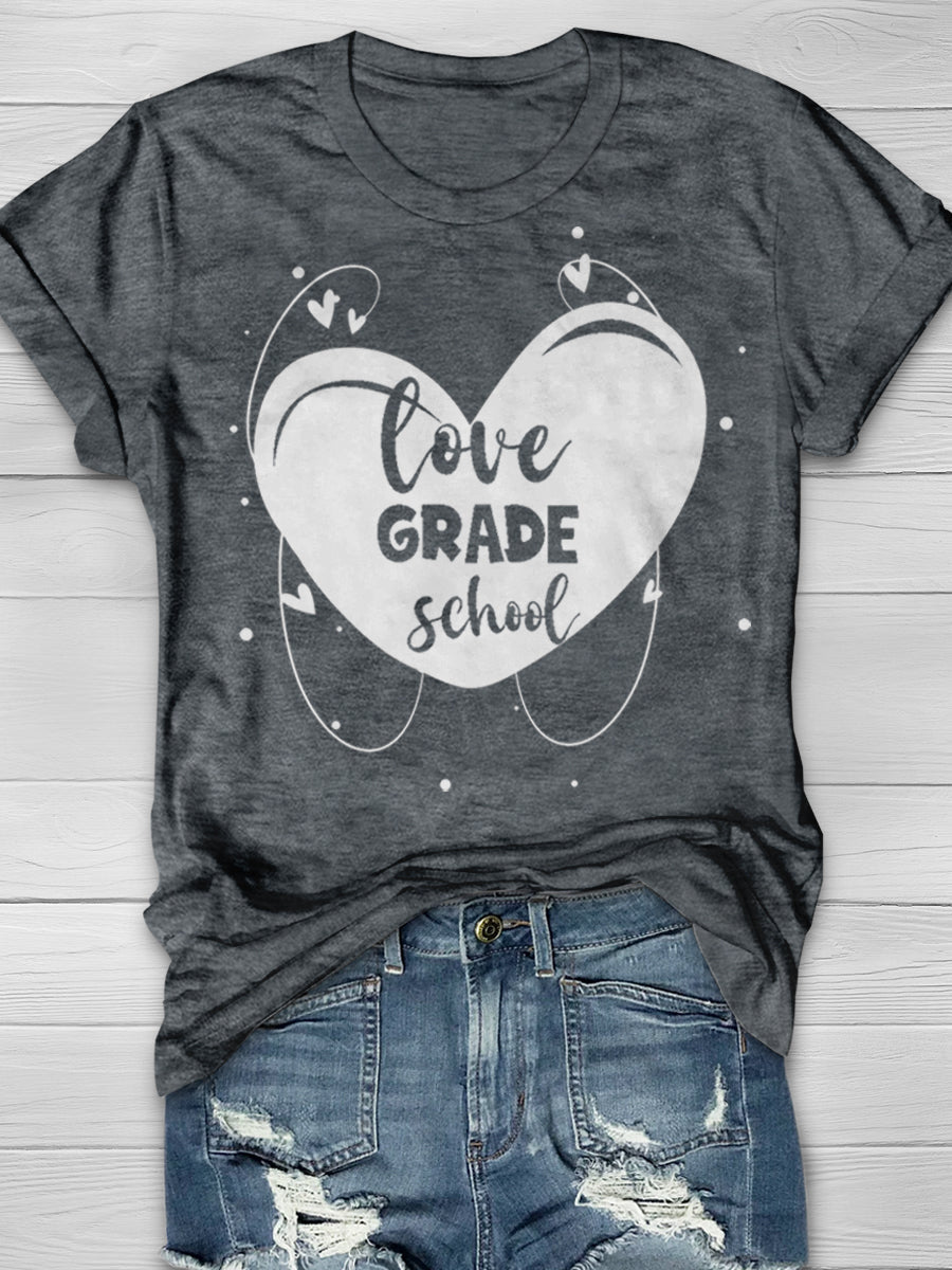 Love Grade School Print Graphic T-shirts