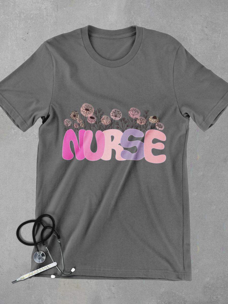 Wild Flower Nurse Graphic T-shirt