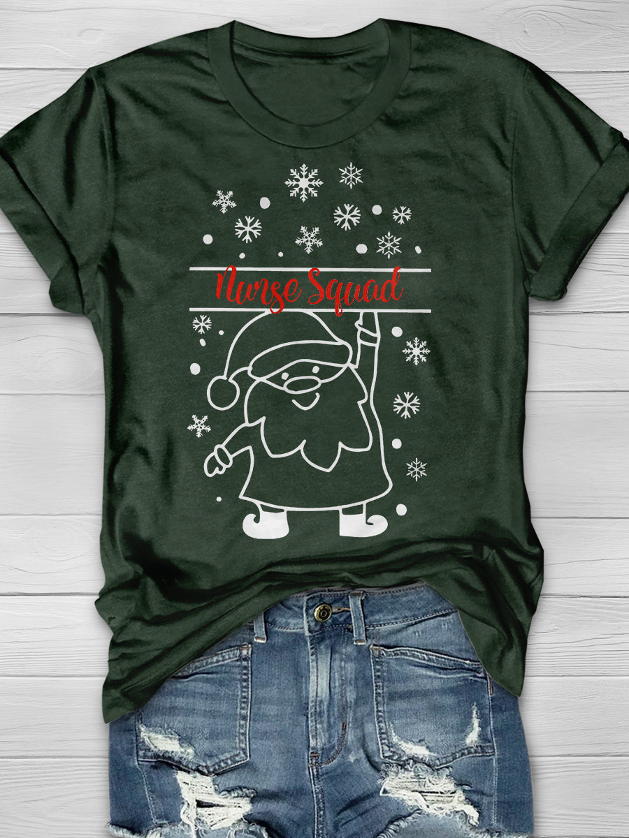 Christmas Nurse Print Short Sleeve T-shirt