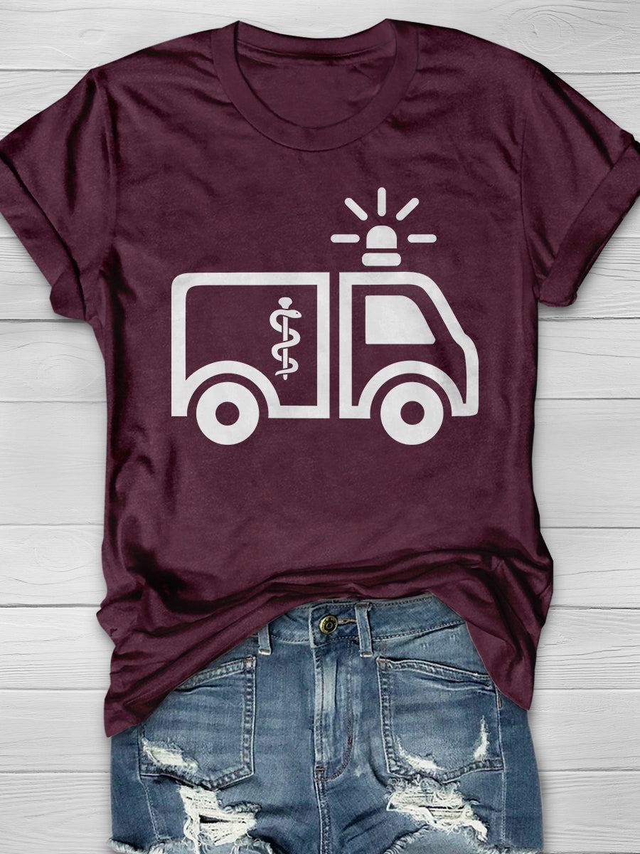 Ambulance Print Short Sleeve T-shirt