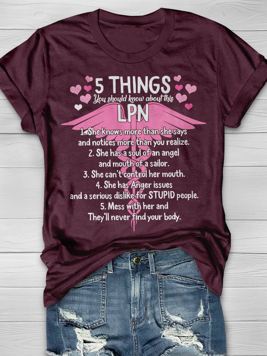 5 Things You Should Know About This LPN Print Short Sleeve T-shirt