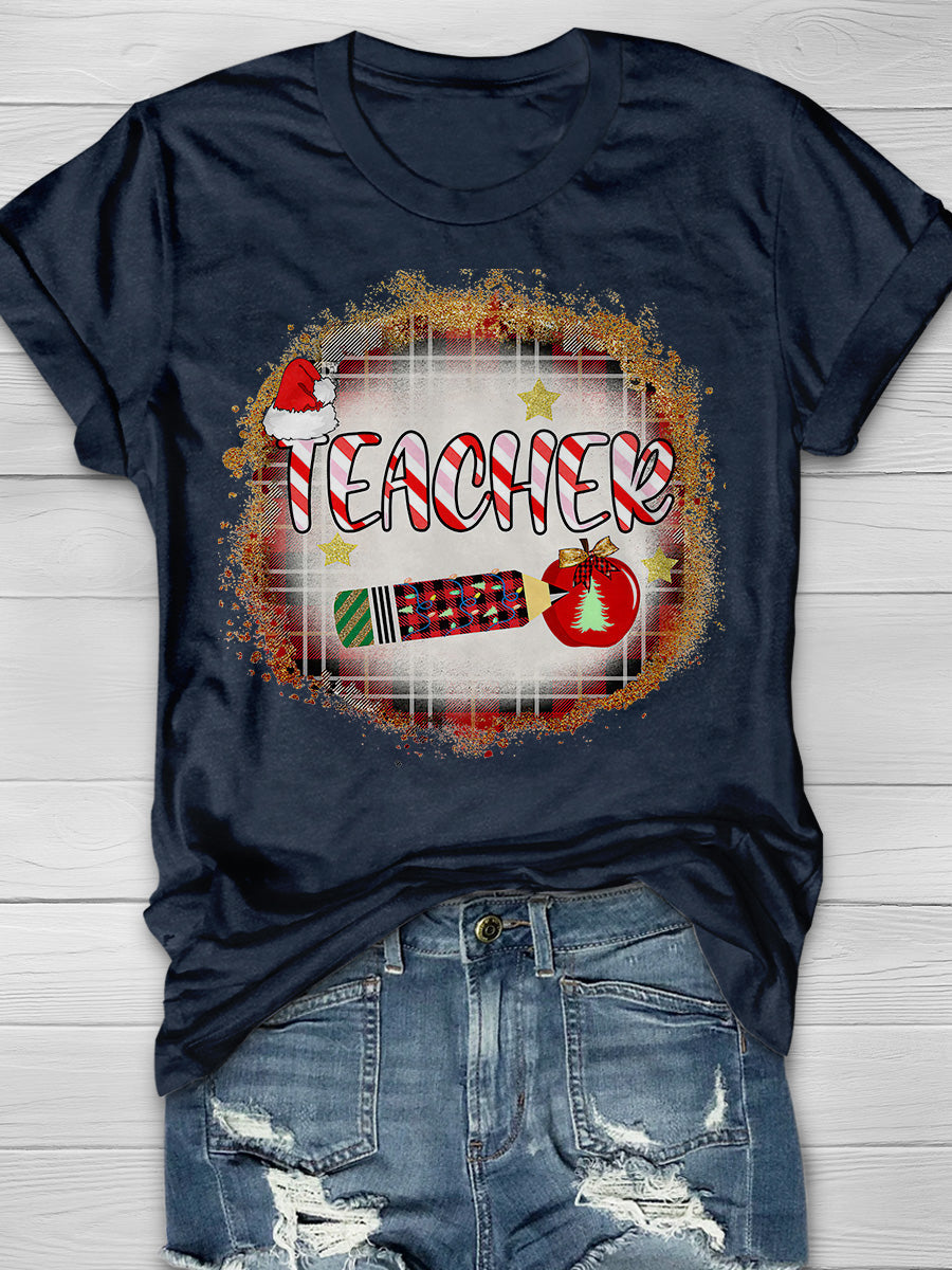 Teacher Christmas Print Graphic T-shirts