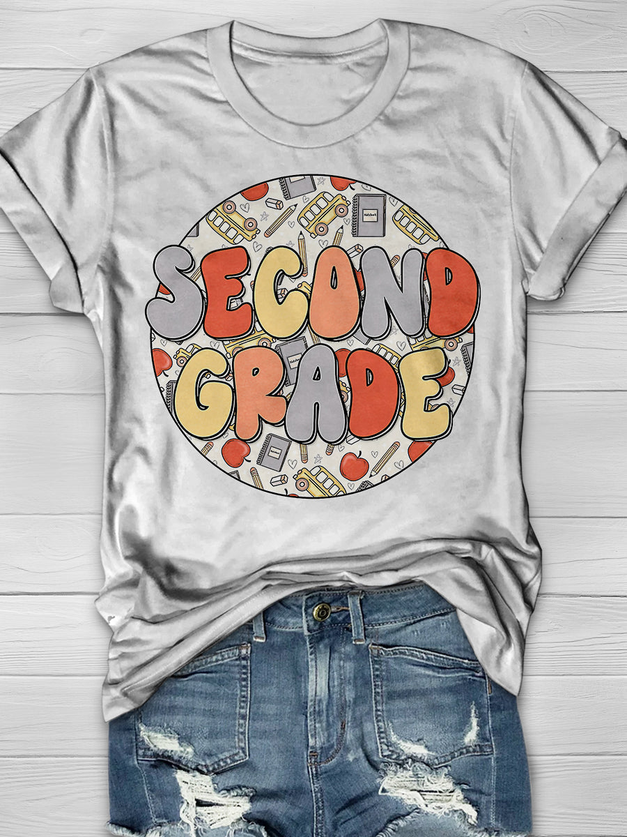 Groovy Second Grade Print Graphic T-shirts