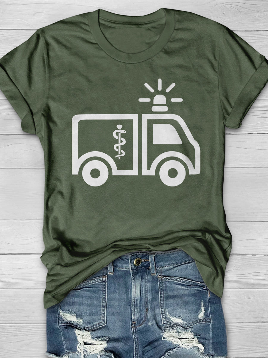 Ambulance Print Short Sleeve T-shirt