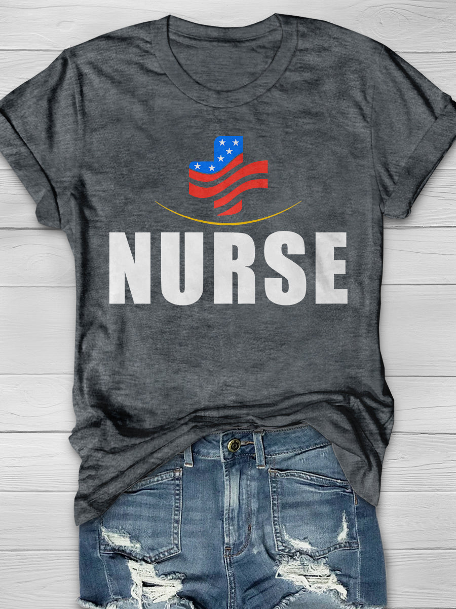 American Nurse Essential Worker Print Short Sleeve T-shirt