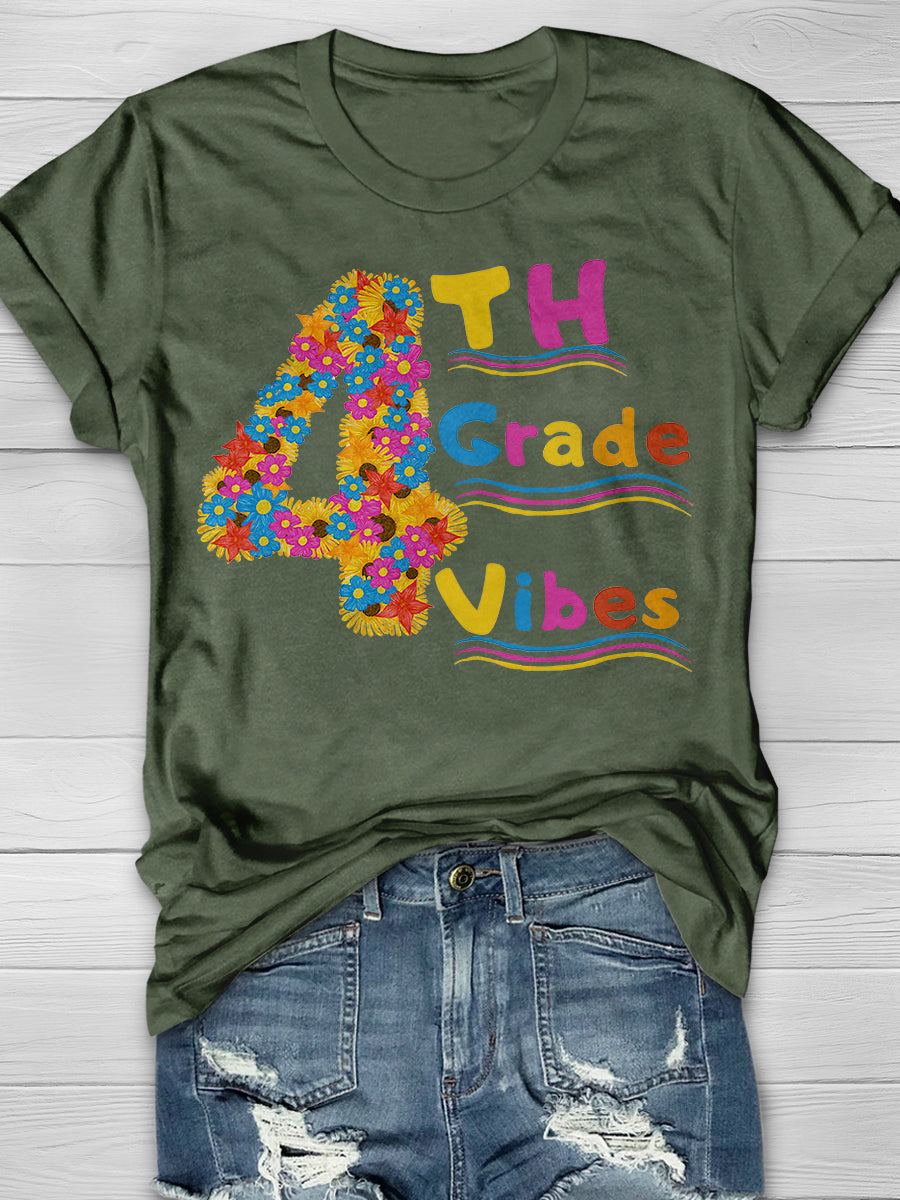 Fourth Grade Vibes Print Graphic T-shirts
