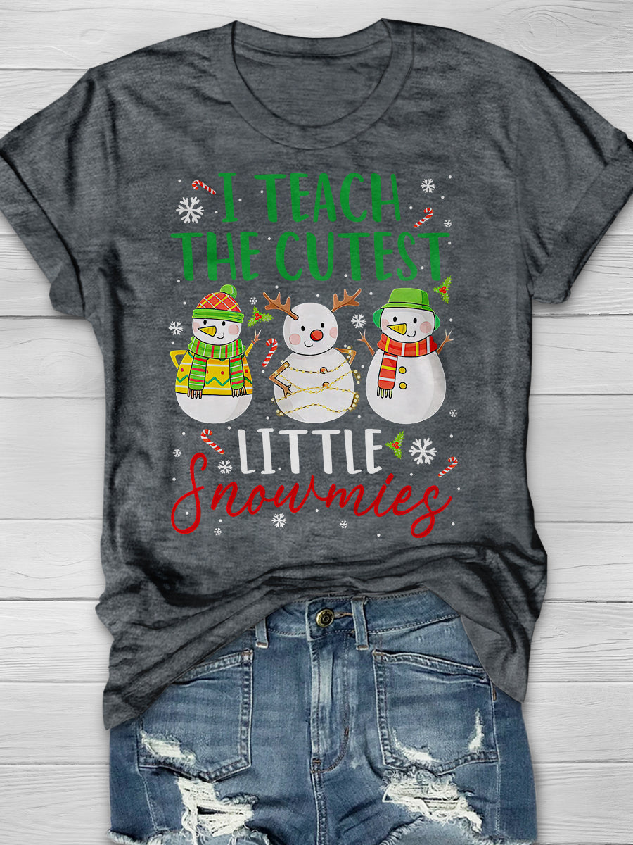 I Teach The Cutest Little Snowmies Print Graphic T-shirts