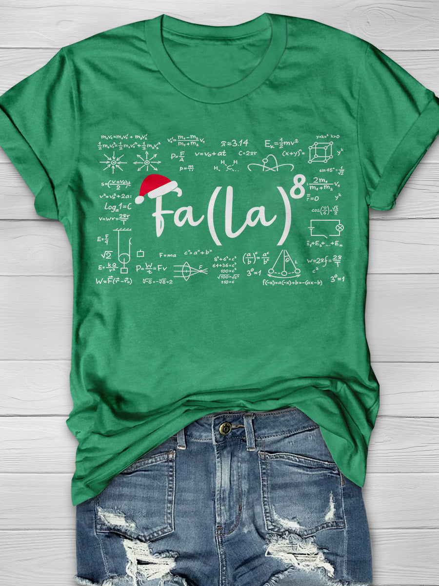 Fa La 8 Math Teacher Christmas Print Graphic T-shirts