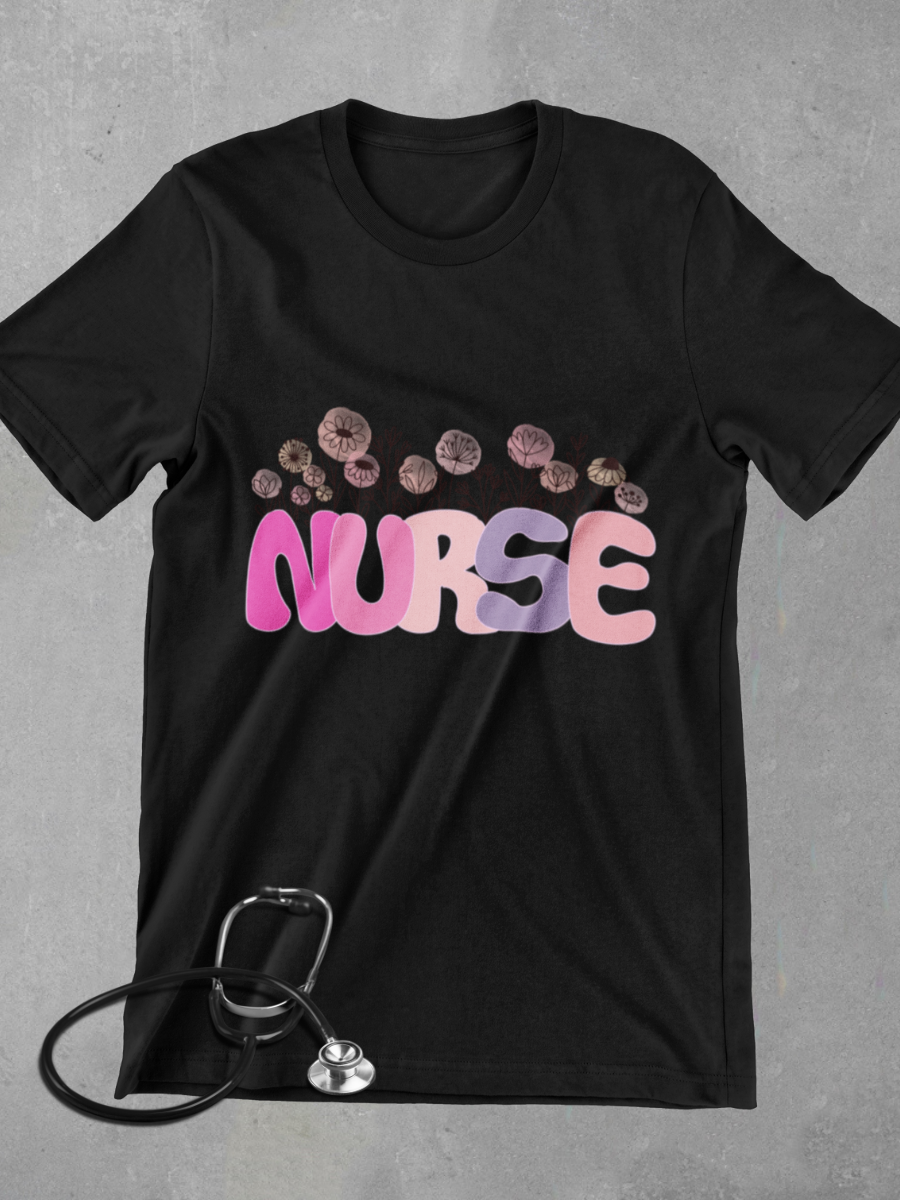 Wild Flower Nurse Graphic T-shirt