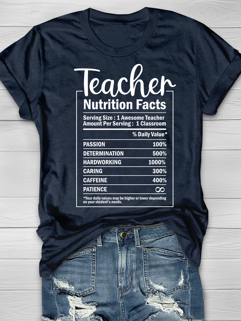 Teacher Nutrition Facts Graphic T-shirt
