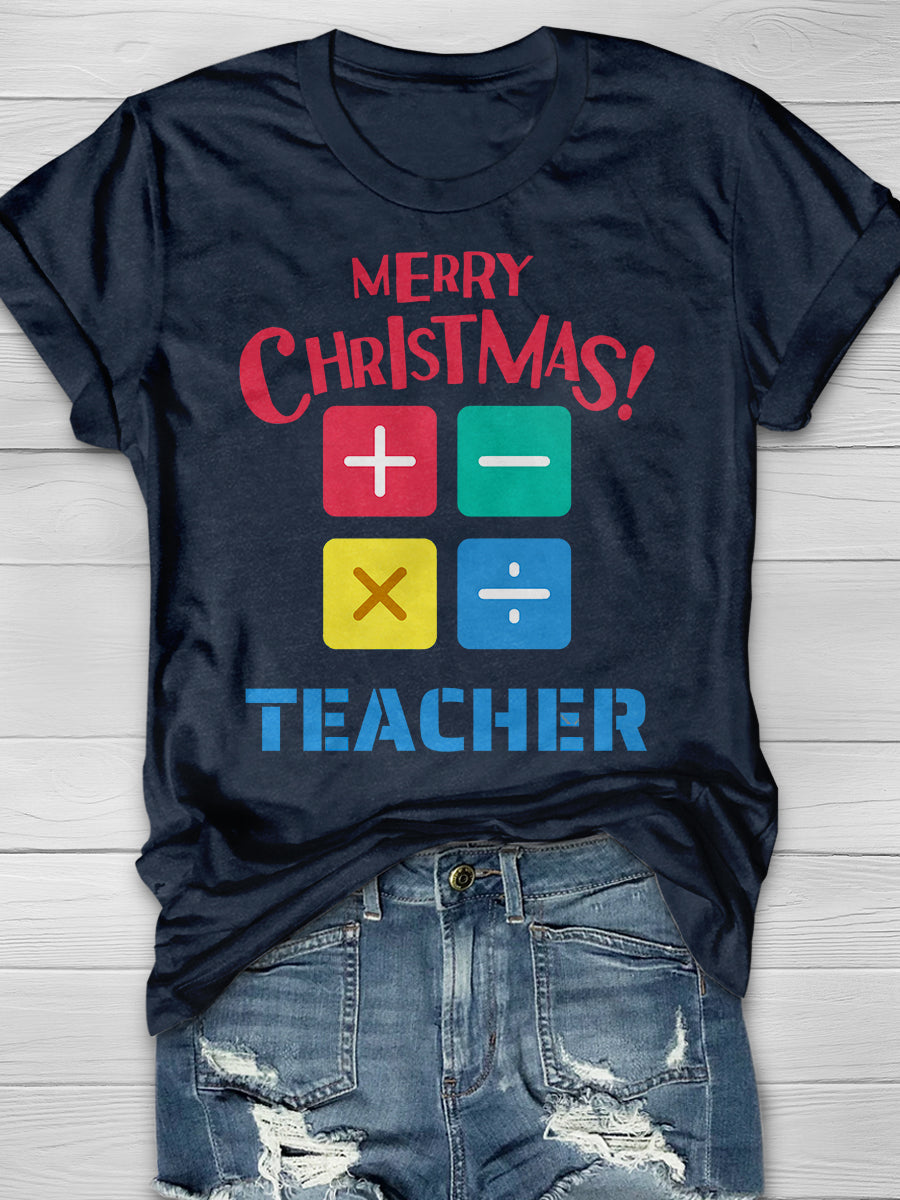 Math Teacher Christmas Print Graphic T-shirts