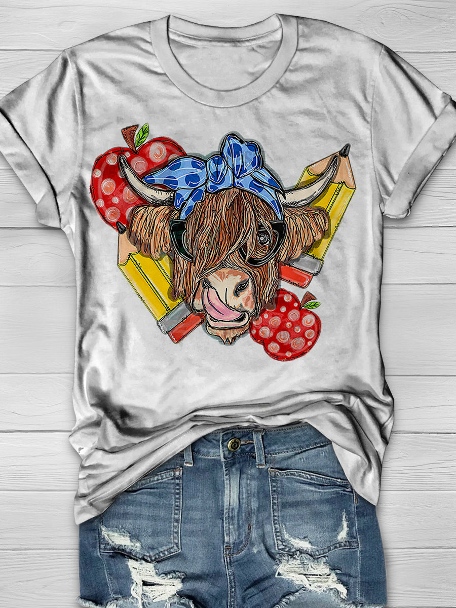 Back to school Cow Print Graphic T-shirts