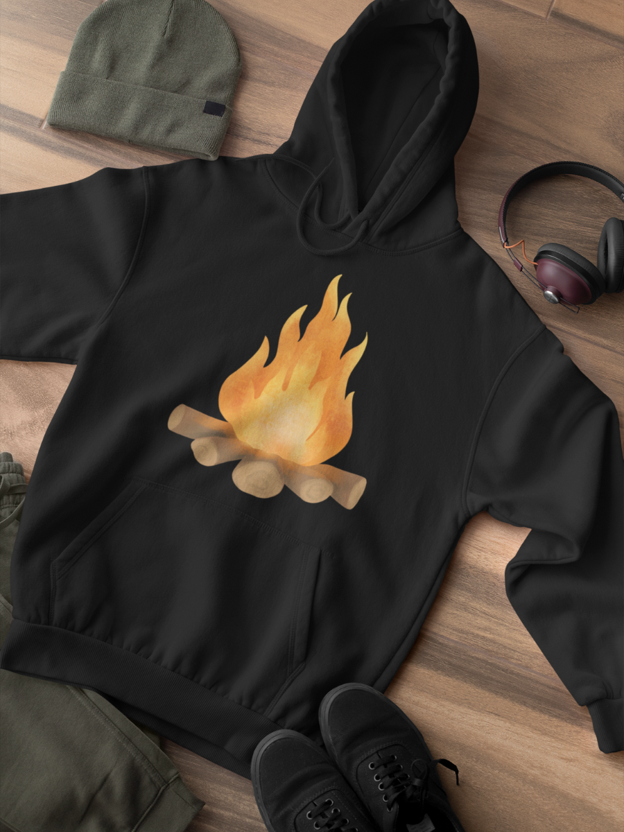 Camping Fire Graphic Pure Cotton Hoodie