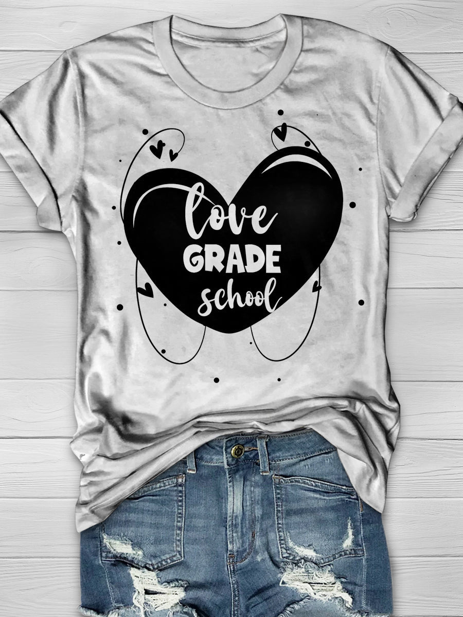 Love Grade School Print Graphic T-shirts