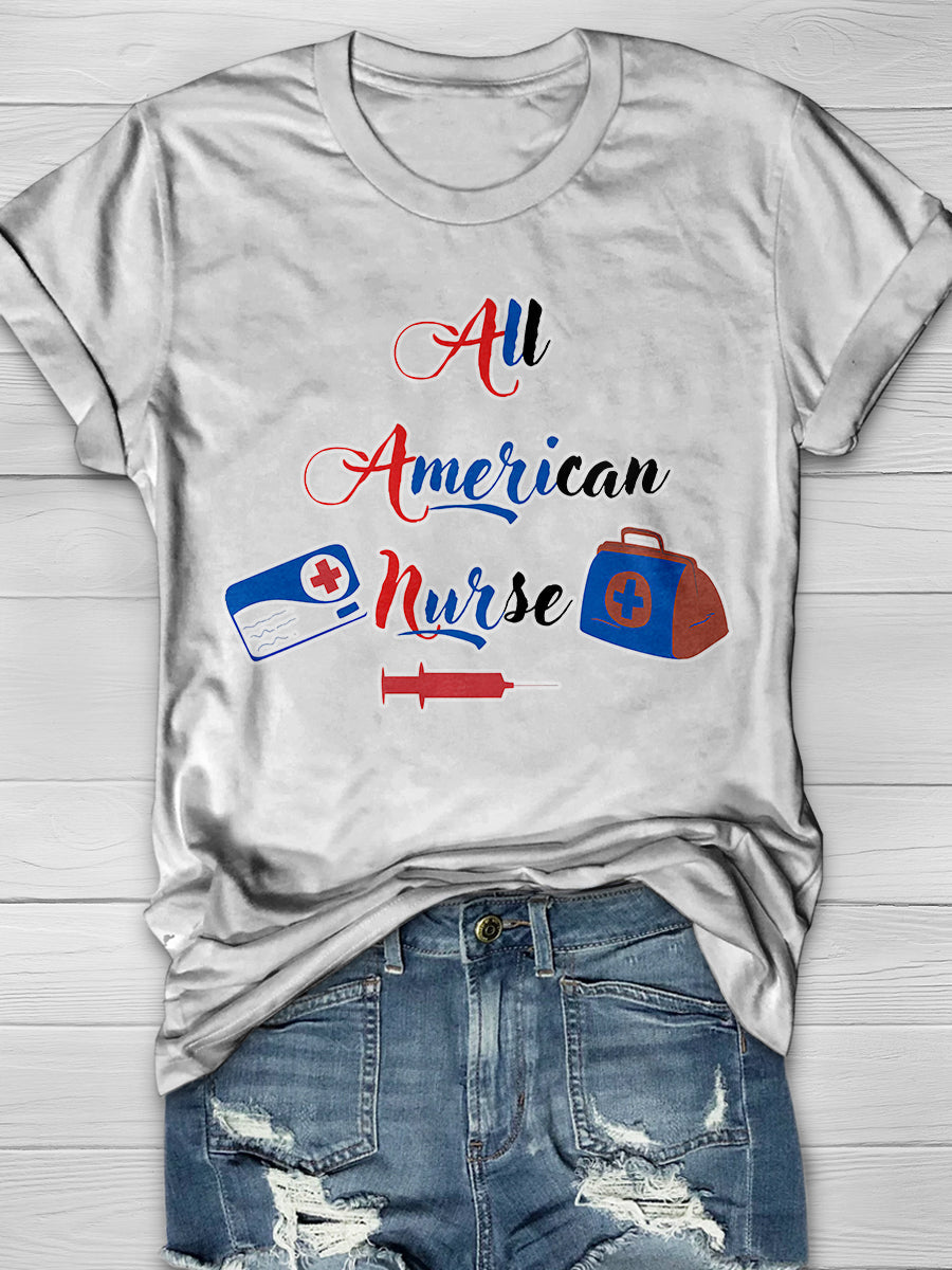 All American Nurse Print Short Sleeve T-shirt