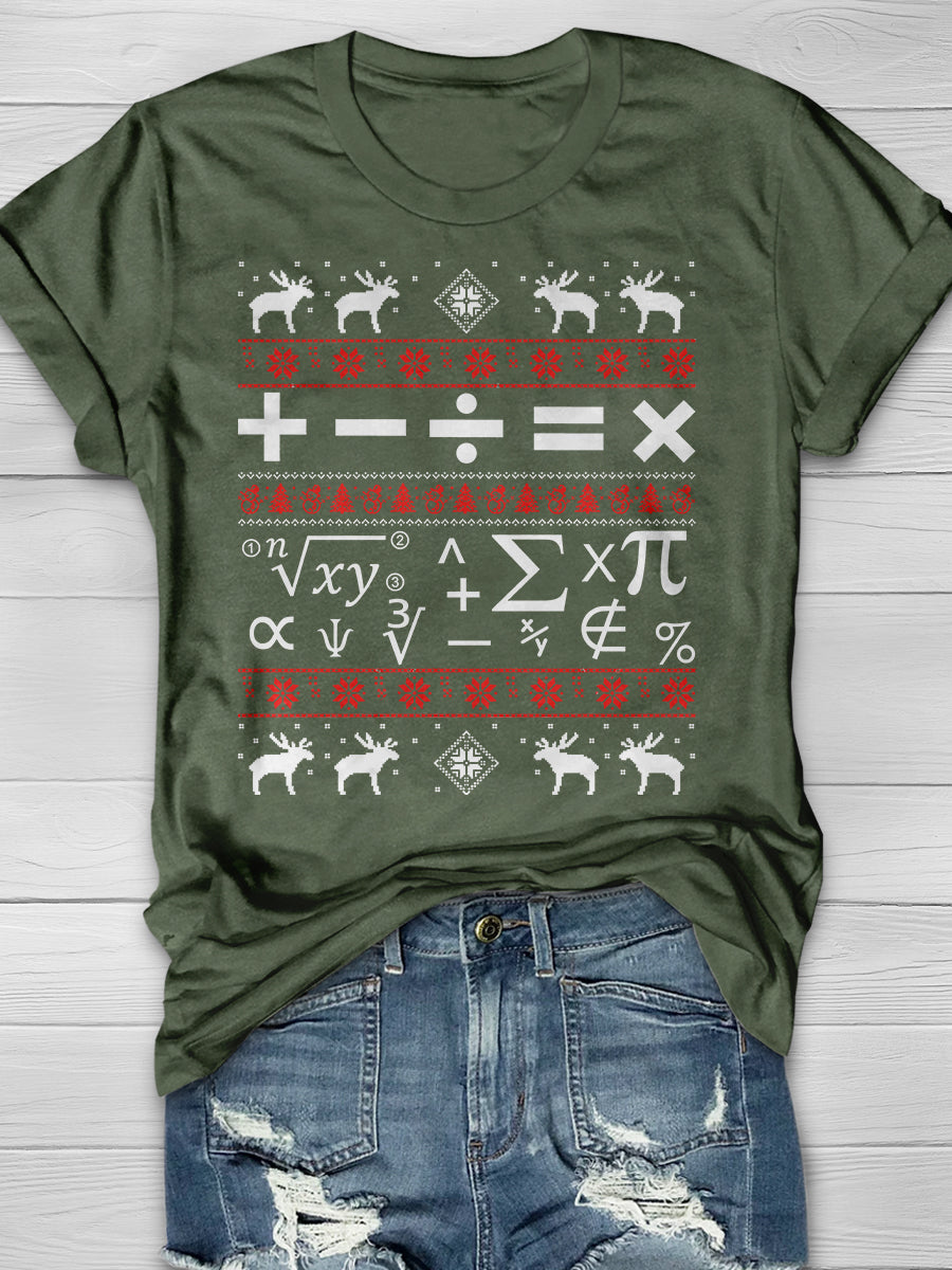 Math Christmas Print Graphic T-shirts