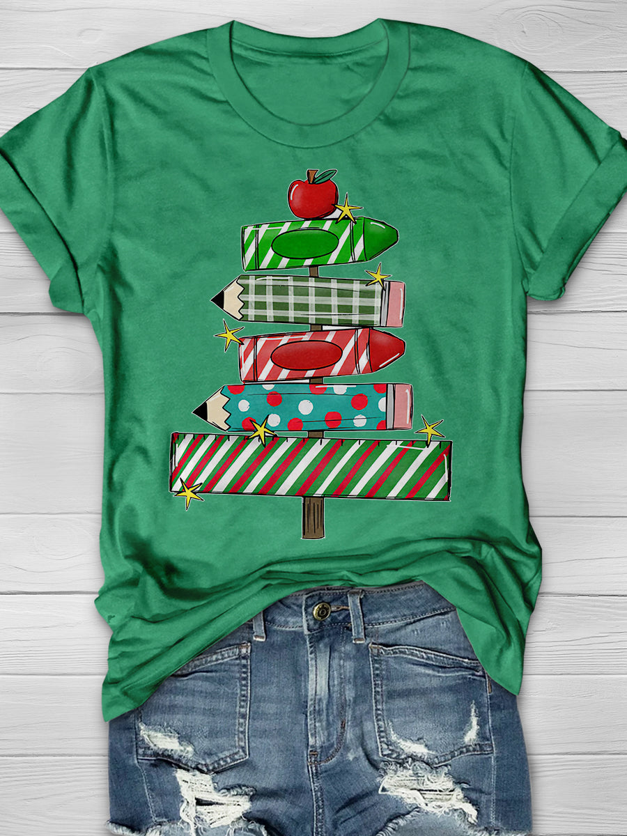 Christmas Teacher Print Graphic T-shirts
