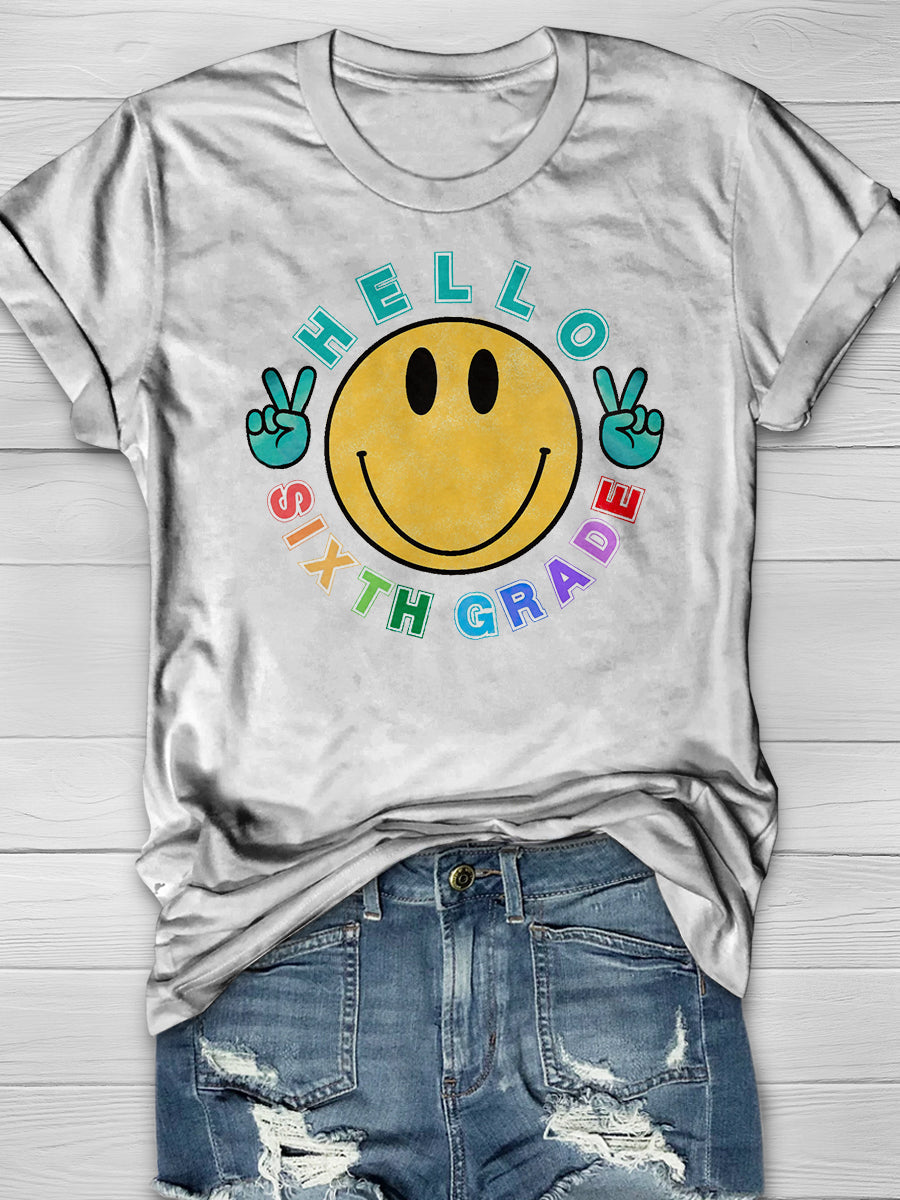 Hello Sixth Grade Print Graphic T-shirts